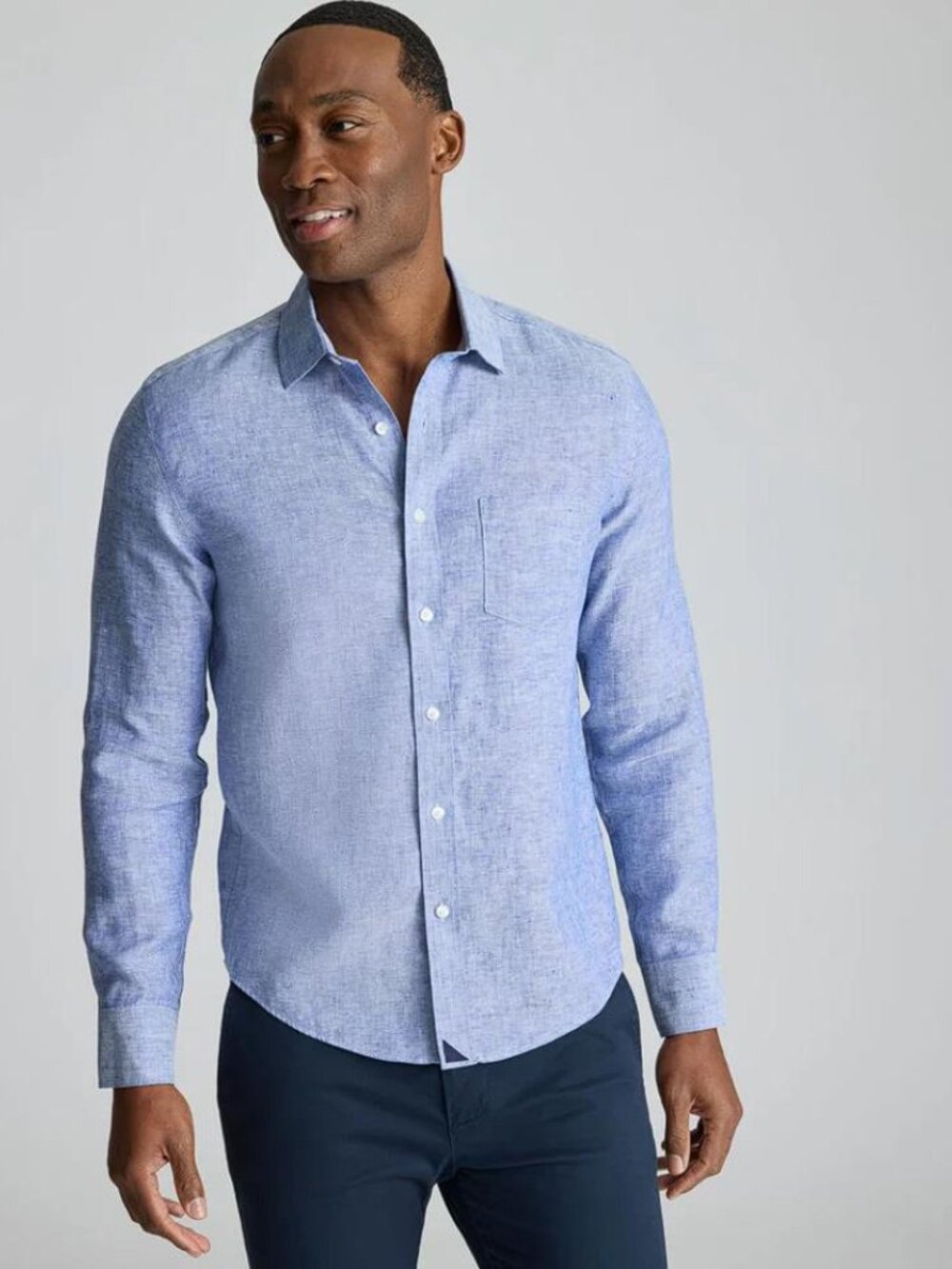 UNTUCKIT Men's Wrinkle-Resistant Linen Vin Santo Shirt Size XXL In Blue